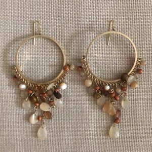 vermillion semi precious stone hanging hoops